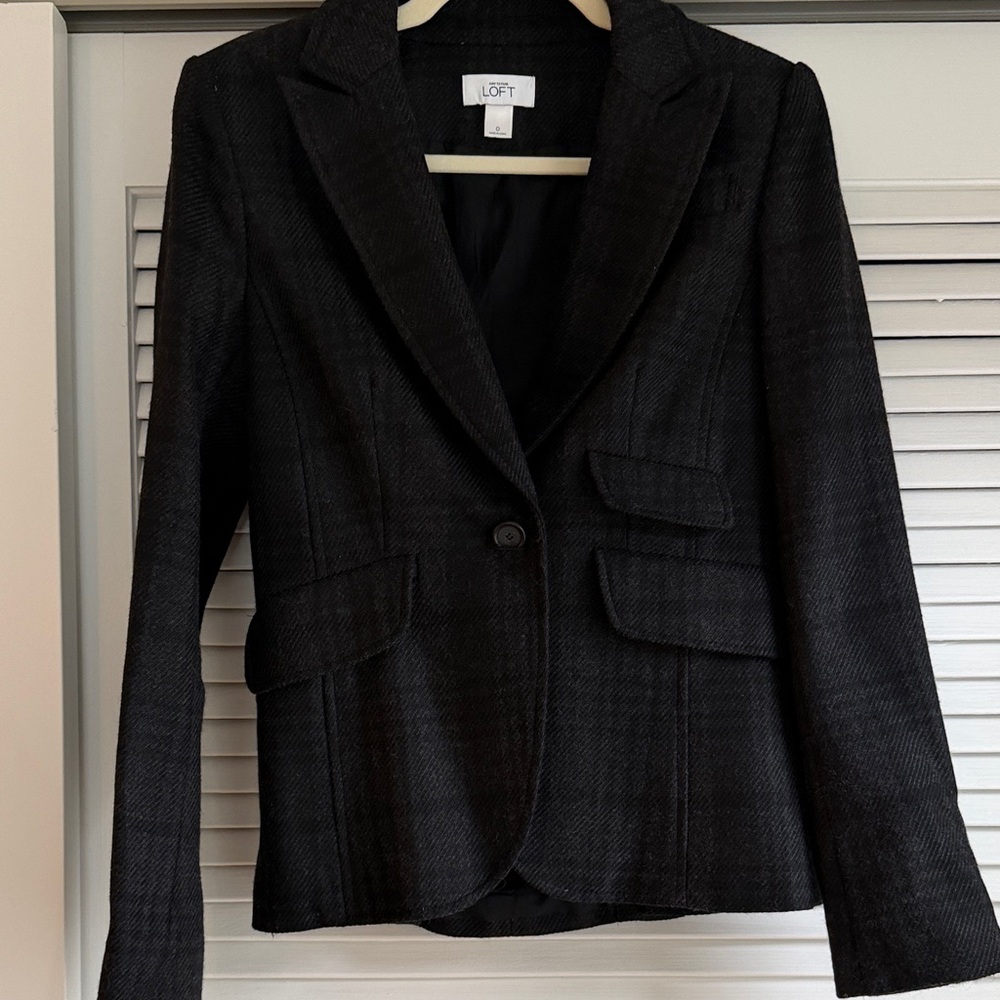 Loft Women's Black Plaid Blazer